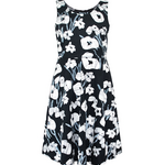 Global Mamas Knit Dress-Fit and Flare Adult: Painted Floral-Black-Organic-S