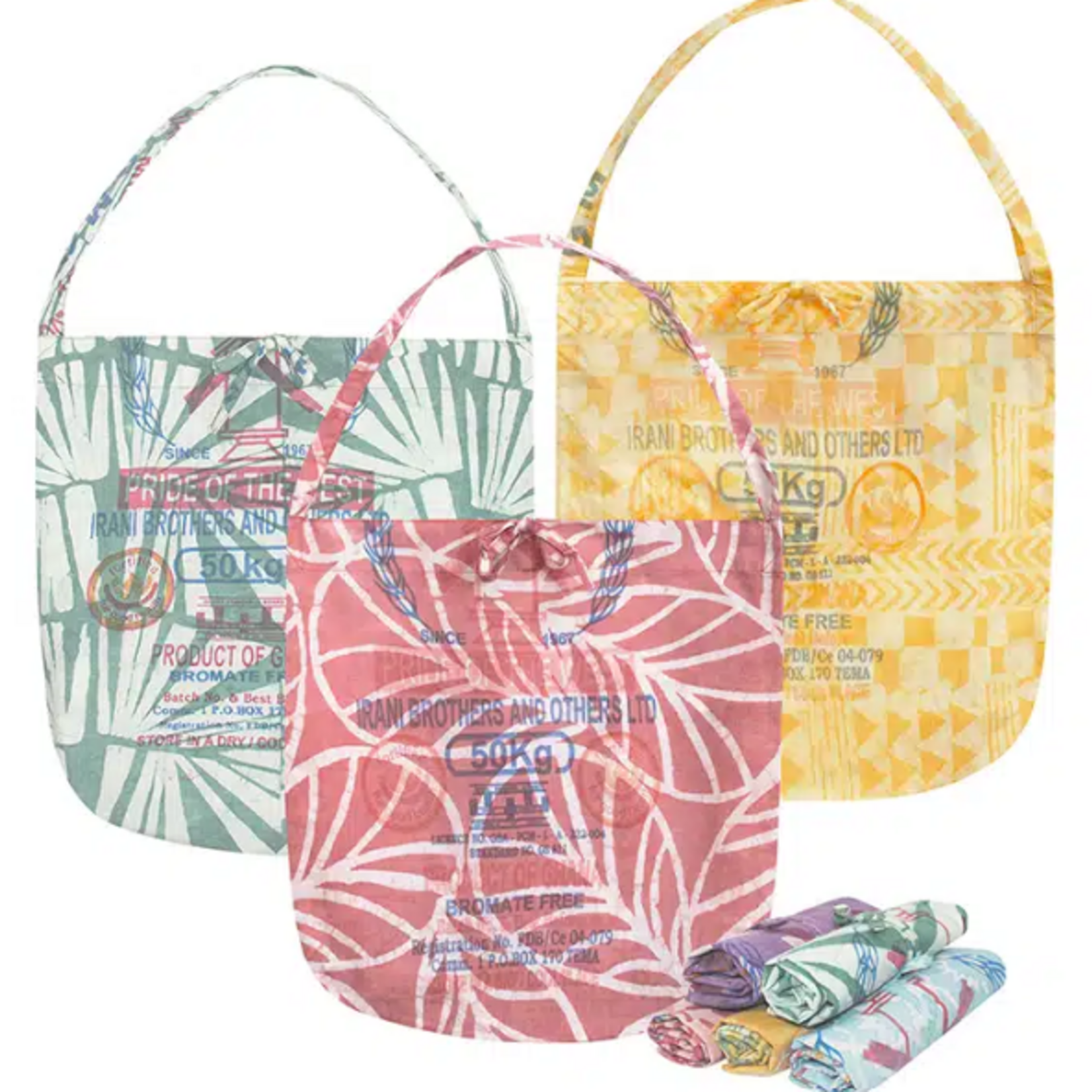 Global Mamas Eco Roll-Up Shopper Tote: Flour Sack- Assorted