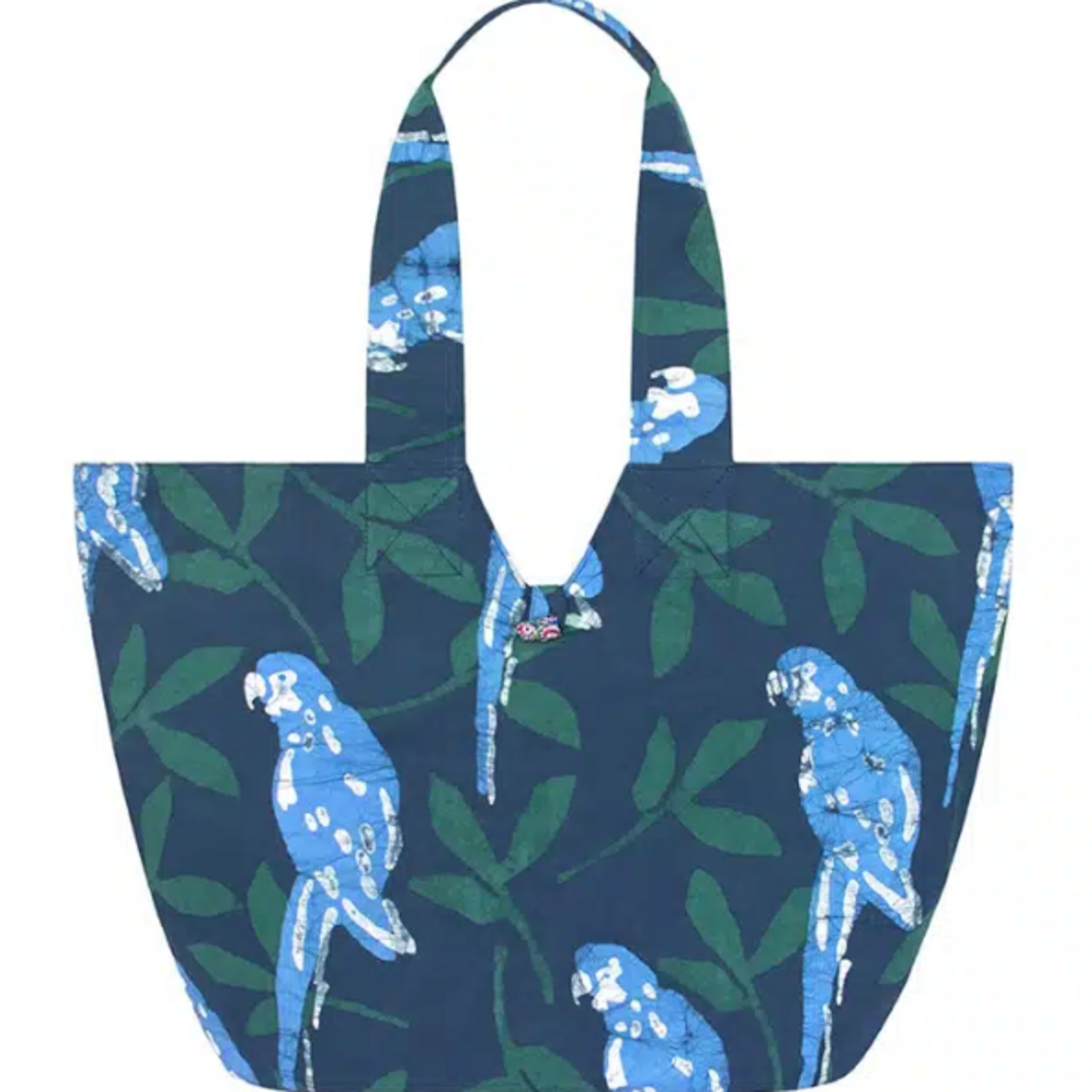 Global Mamas Basket Tote Bag: Parrots-Spruce-Organic