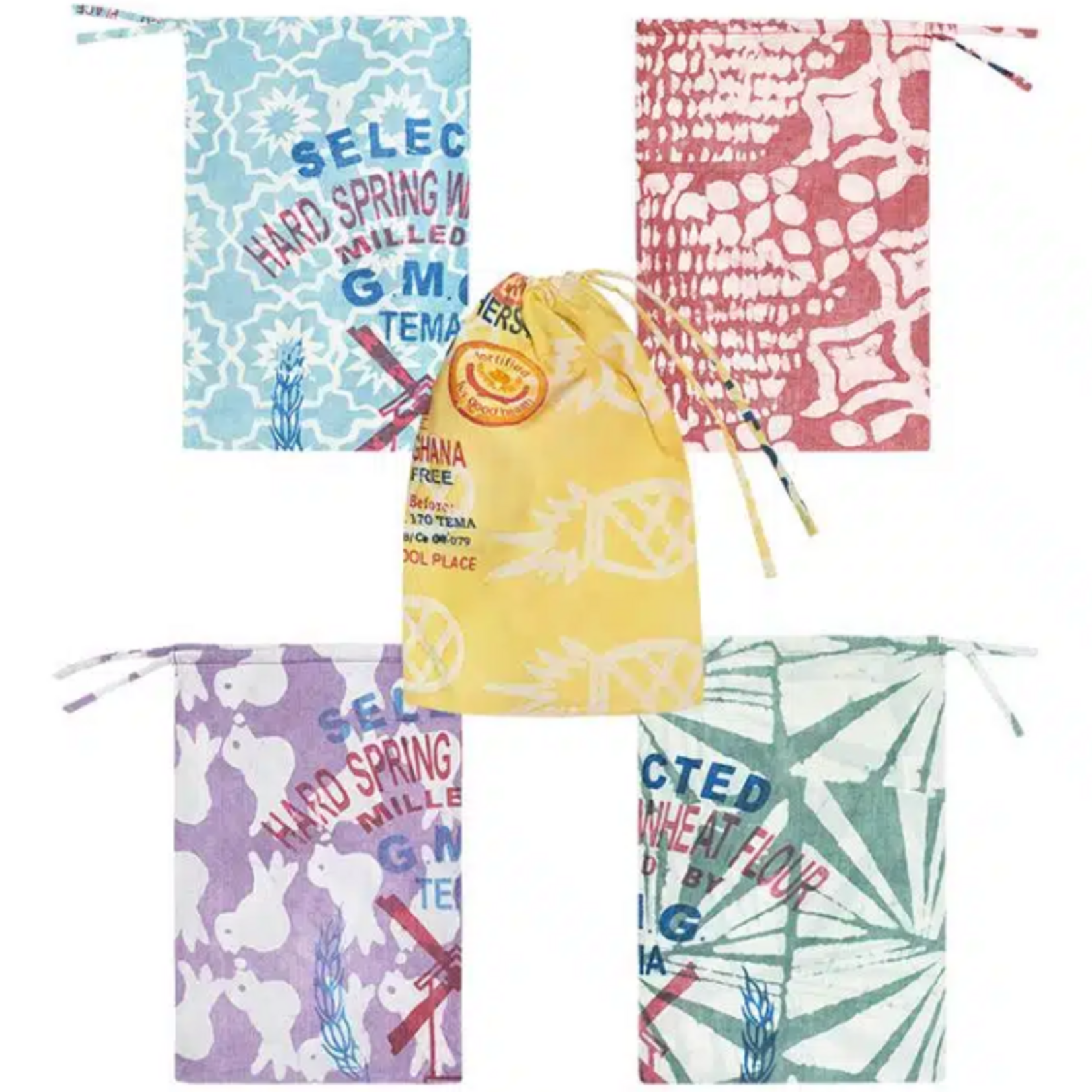 Global Mamas Eco Produce Bag-Large: Flour Sack-Assorted