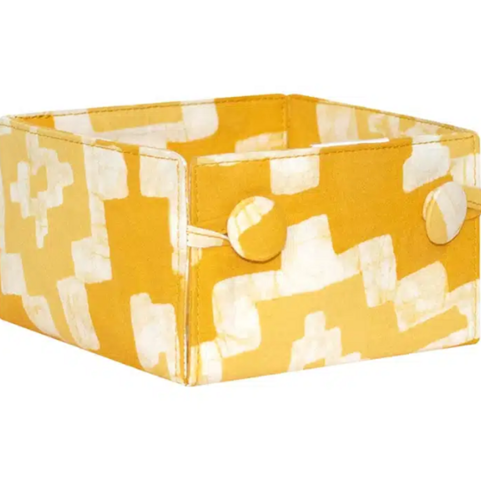 Global Mamas Button Basket Mini: Ikat-Gold-Organic