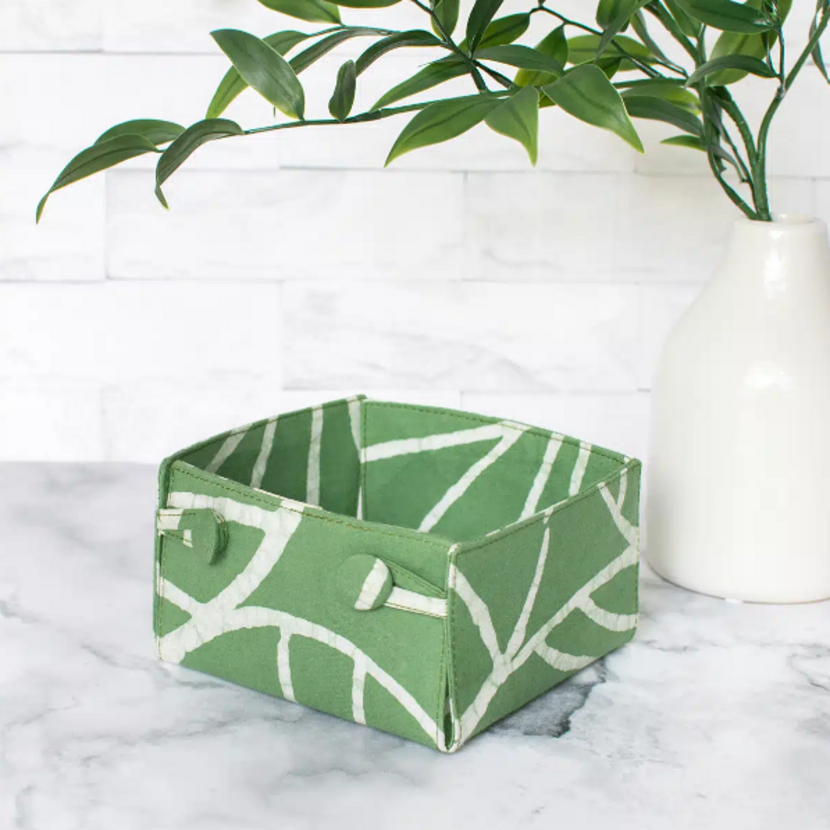 Global Mamas Button Basket Mini: Canopy-Sage-Organic