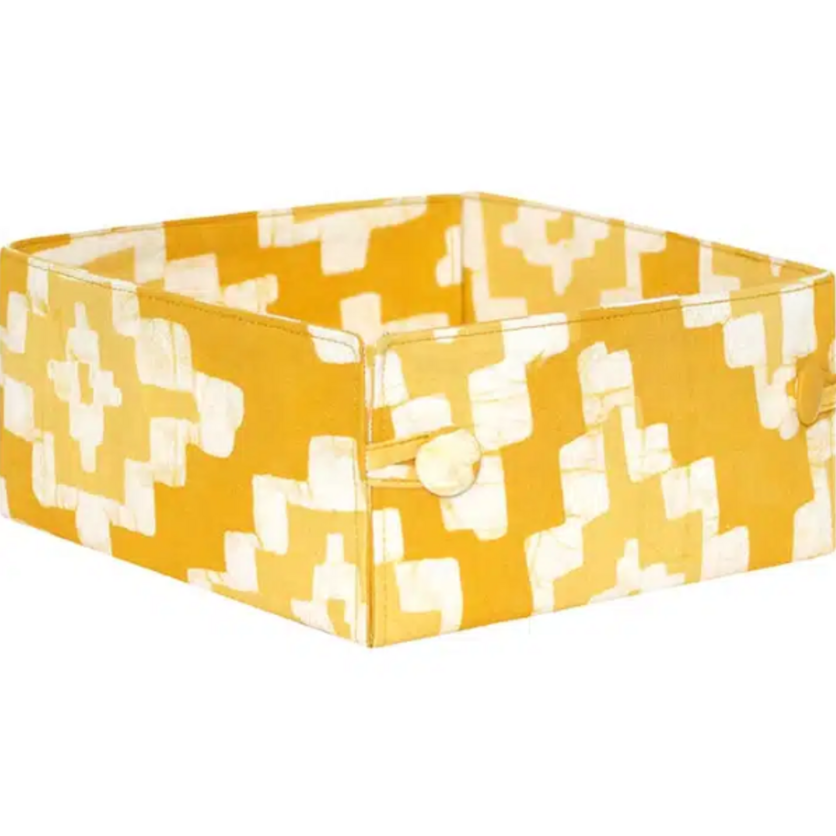 Global Mamas Button Basket:Ikat-Gold-Organic