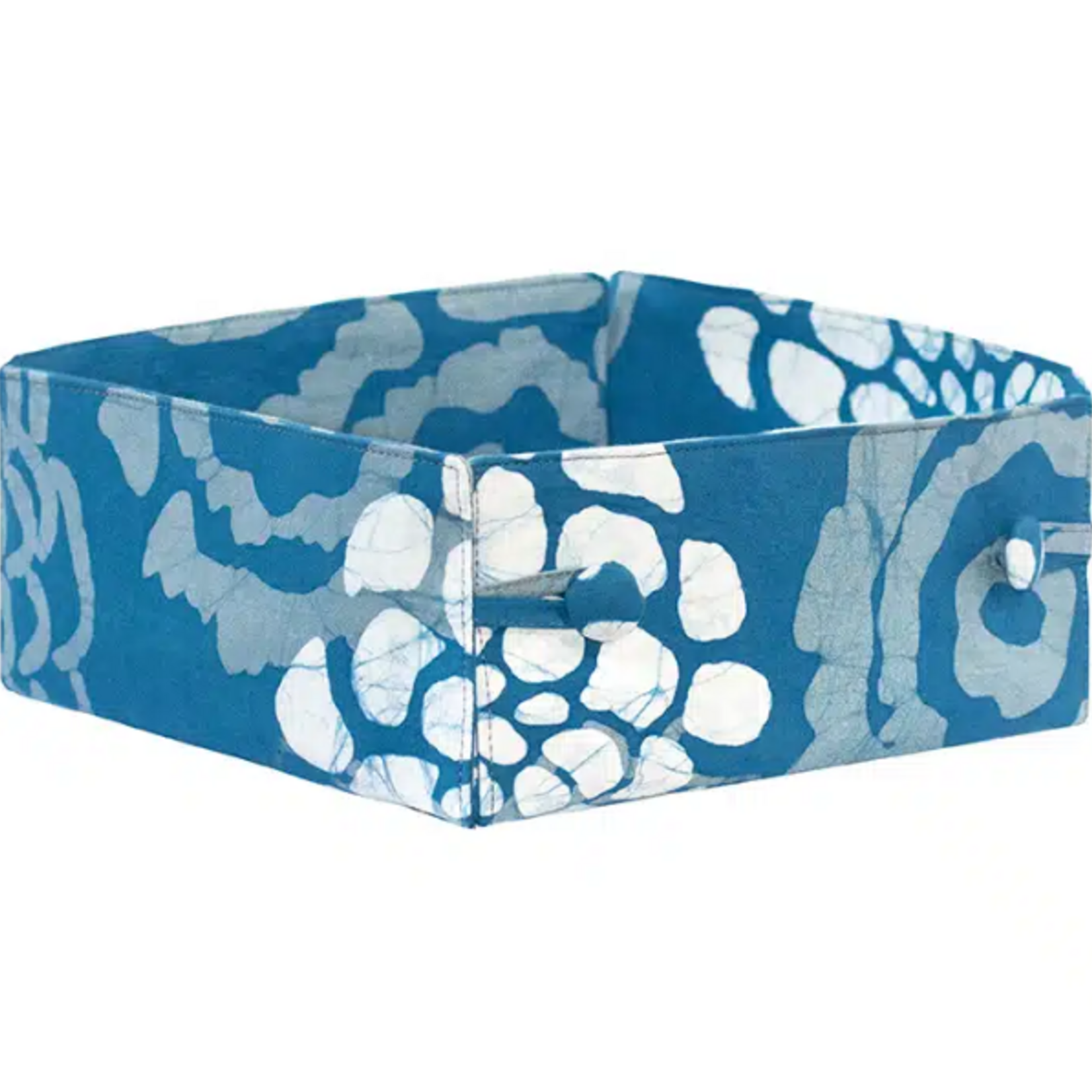 Global Mamas Button Basket: Blooms-Indigo-Organic