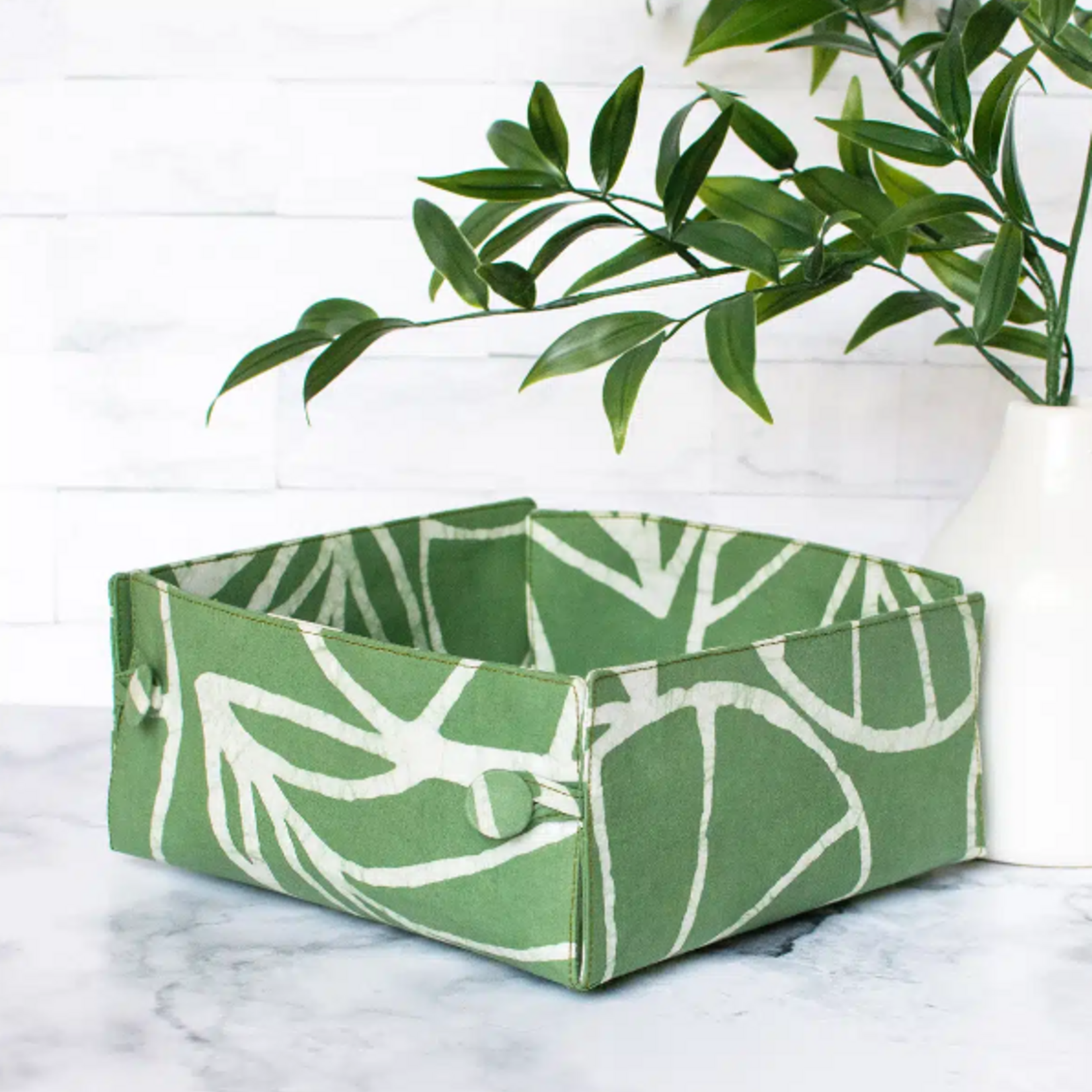 Global Mamas Button Basket: Canopy-Sage-Organic