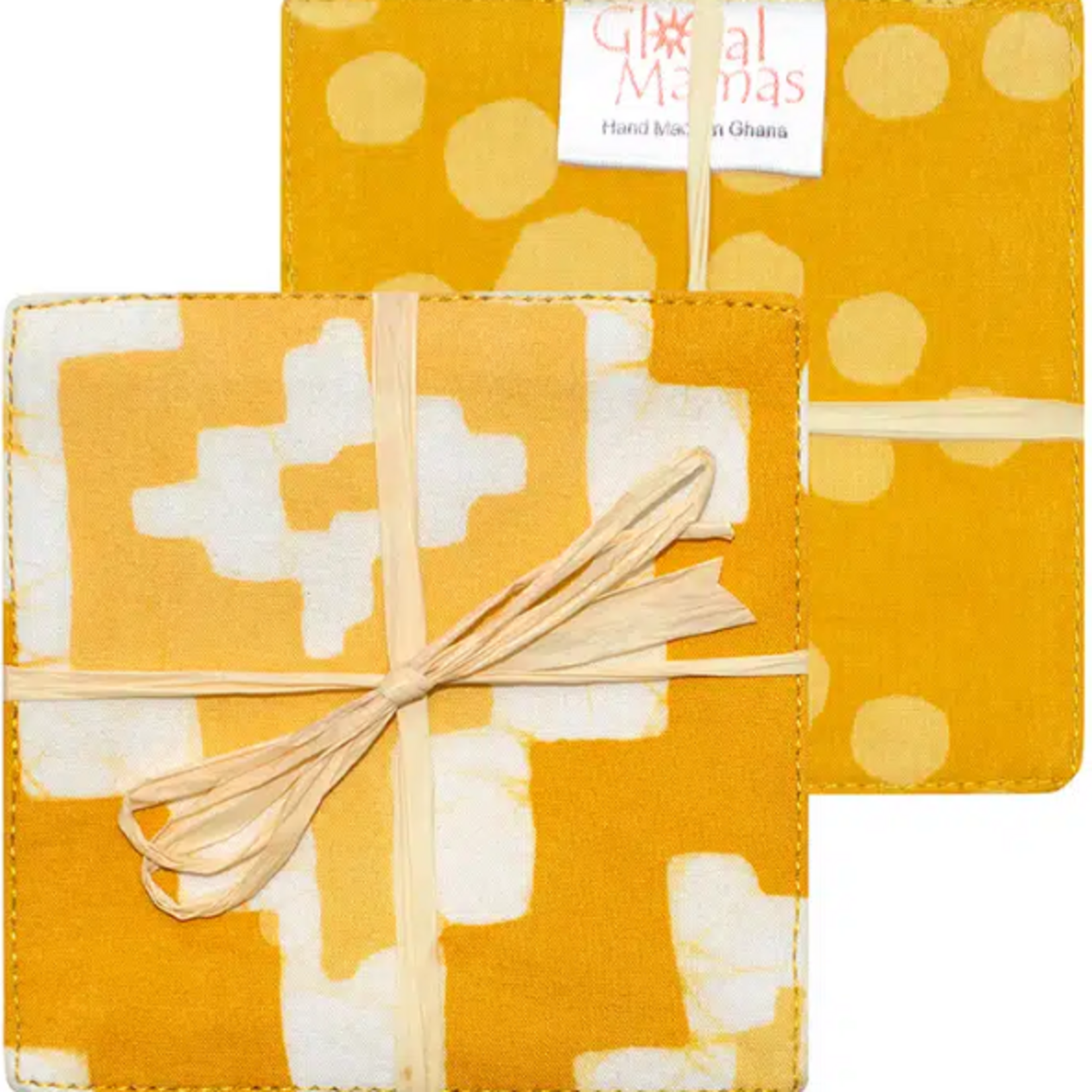Global Mamas Coasters: Ikat-Gold-Organic