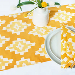 Global Mamas Table Runner-Long-Ikat-Gold-Organic