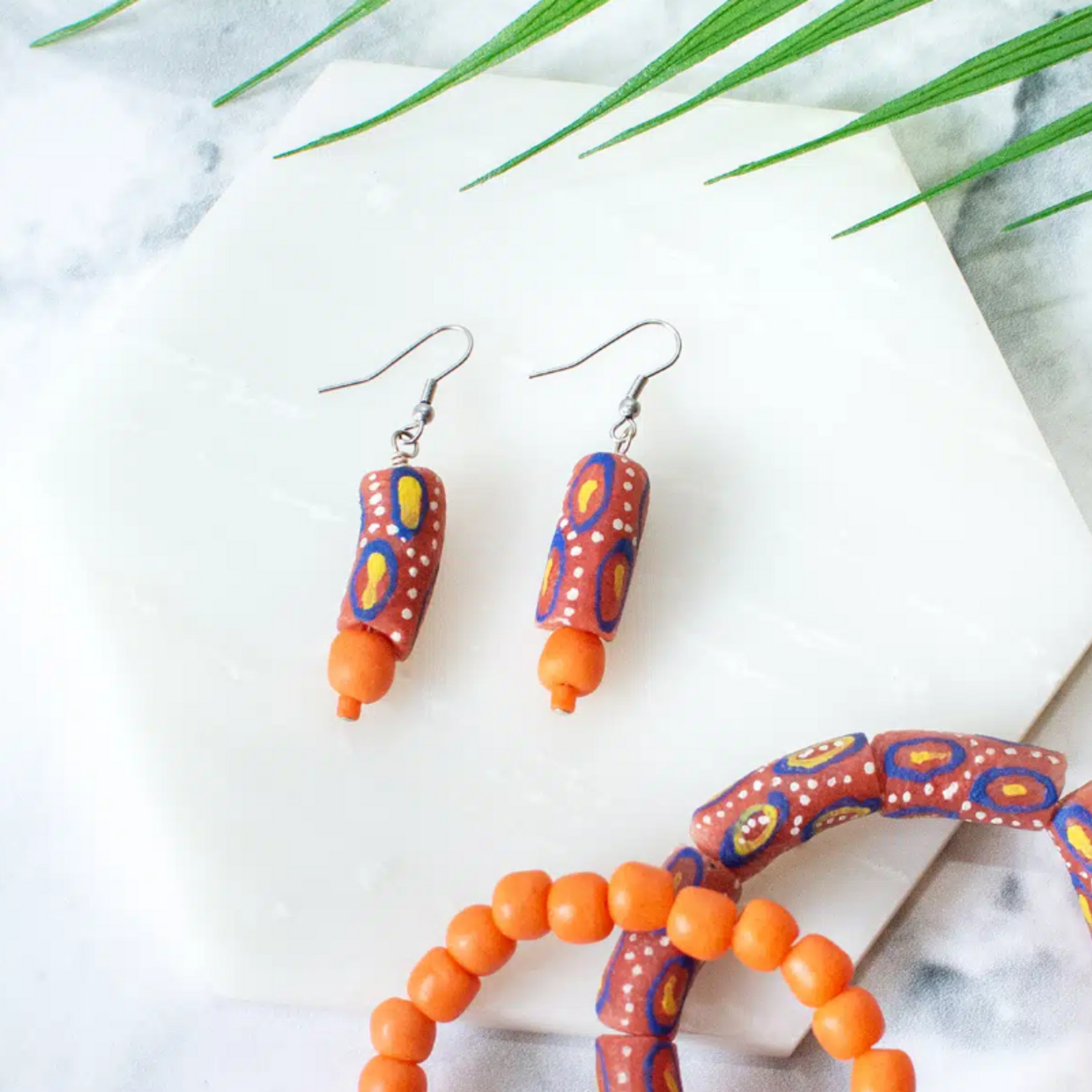 Global Mamas Carousel: Earrings-Tangerine