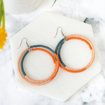 Global Mamas Color Block Hoops: Earrings-Peach