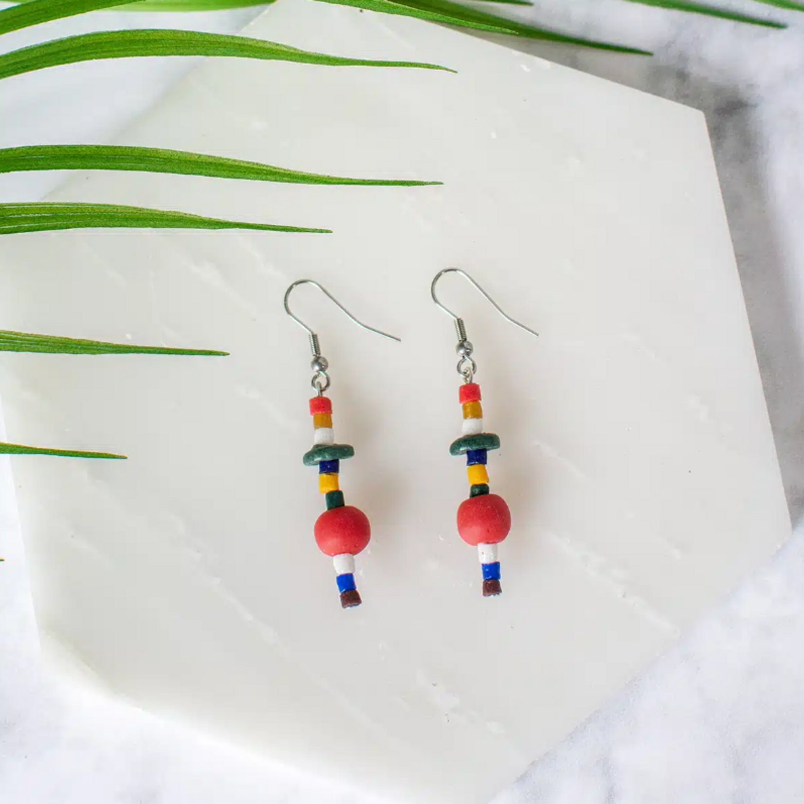 Global Mamas Glass Rainbows: Earrings-Rainbow