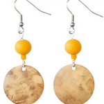 Global Mamas Coconut Dangle: Earrings-Mustard