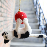 Ganesh Himal Felt Cat Hanging on Ball Ornament