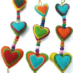 Ganesh Himal Felt Heart Garland with Bell on Bottom- 14 in