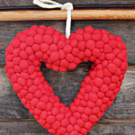Ganesh Himal Felt Ball Wreath- Heart