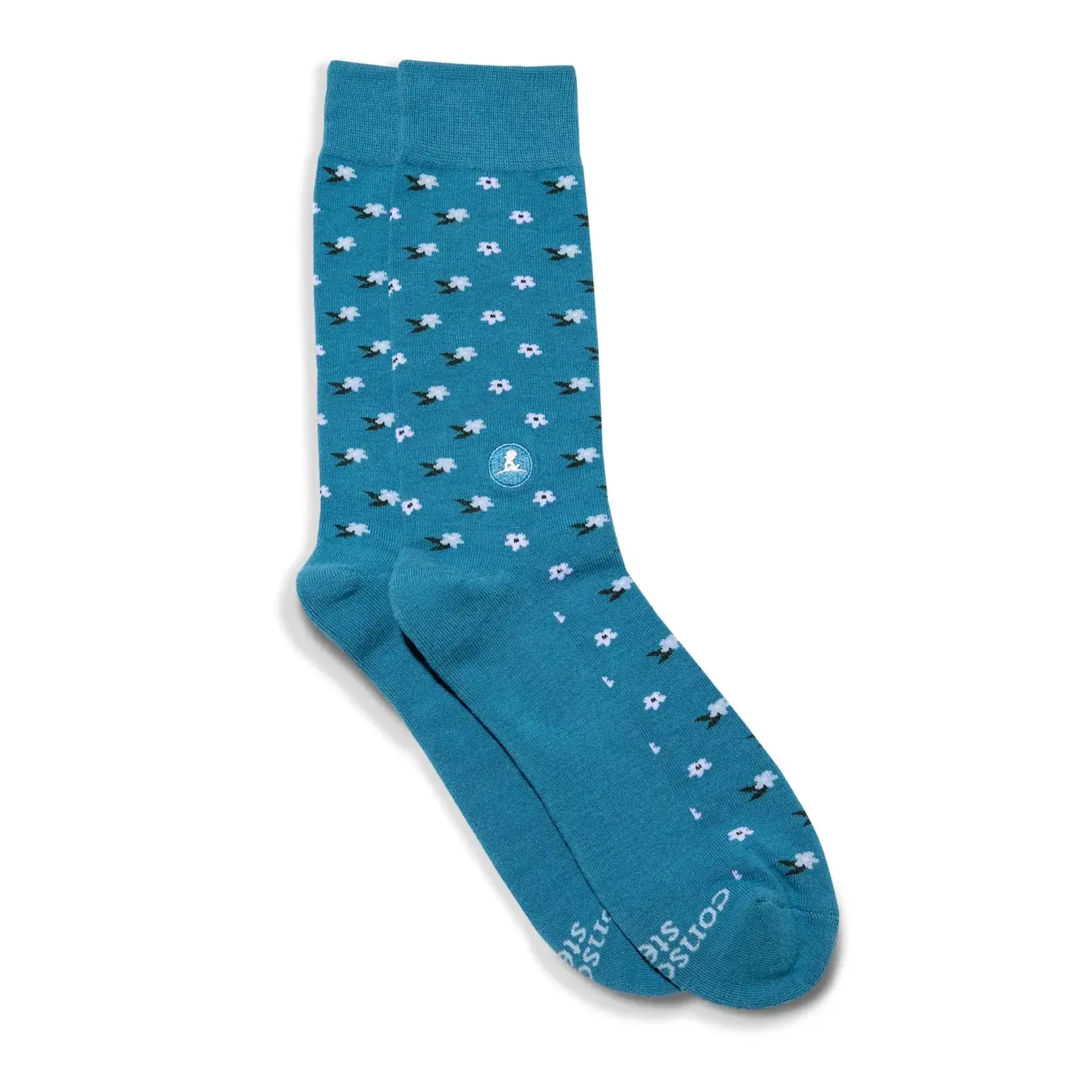 Conscious Step Socks that Find a Cure- Blue Flowers- Medium