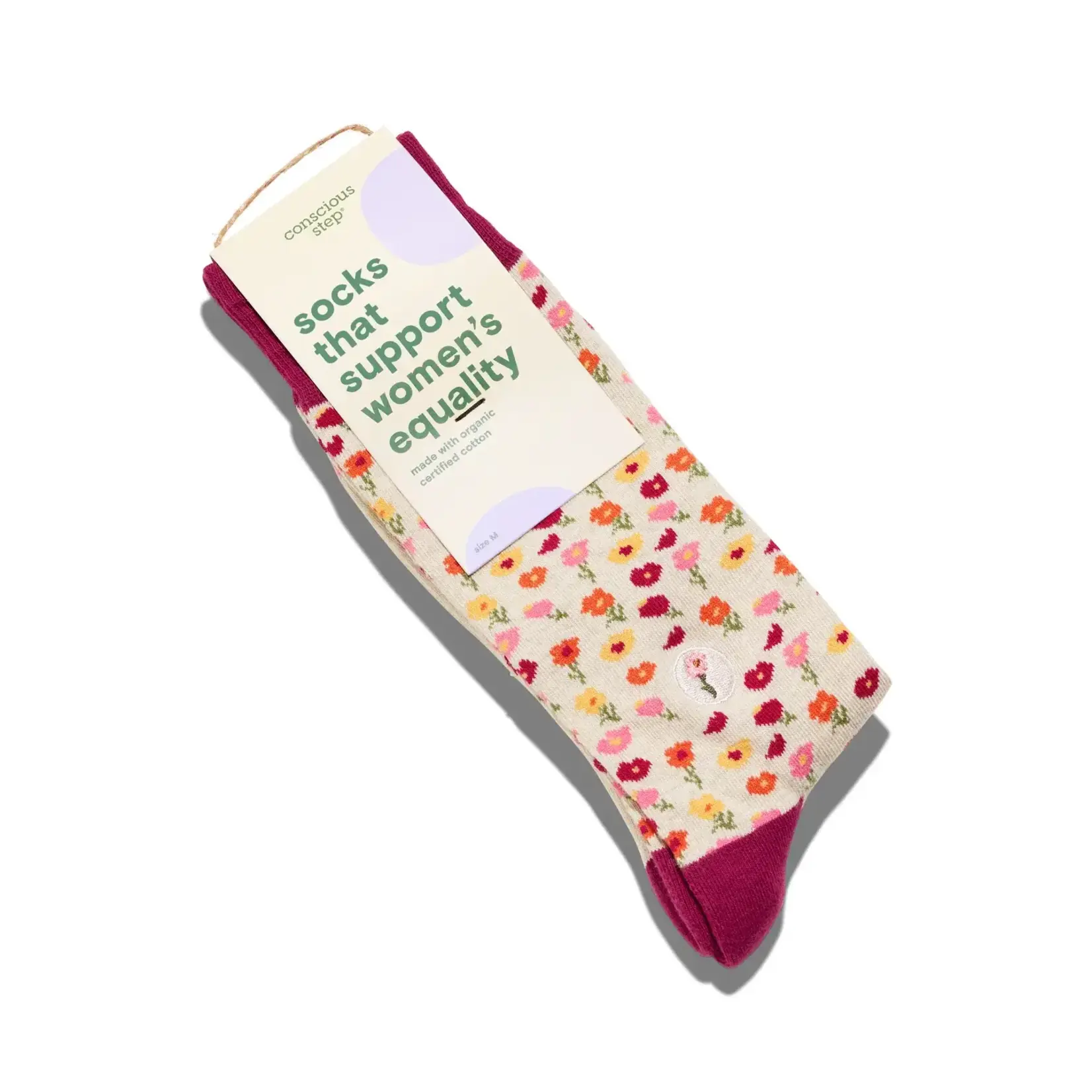 Conscious Step Socks for Women's Equality- Flowers- Pink