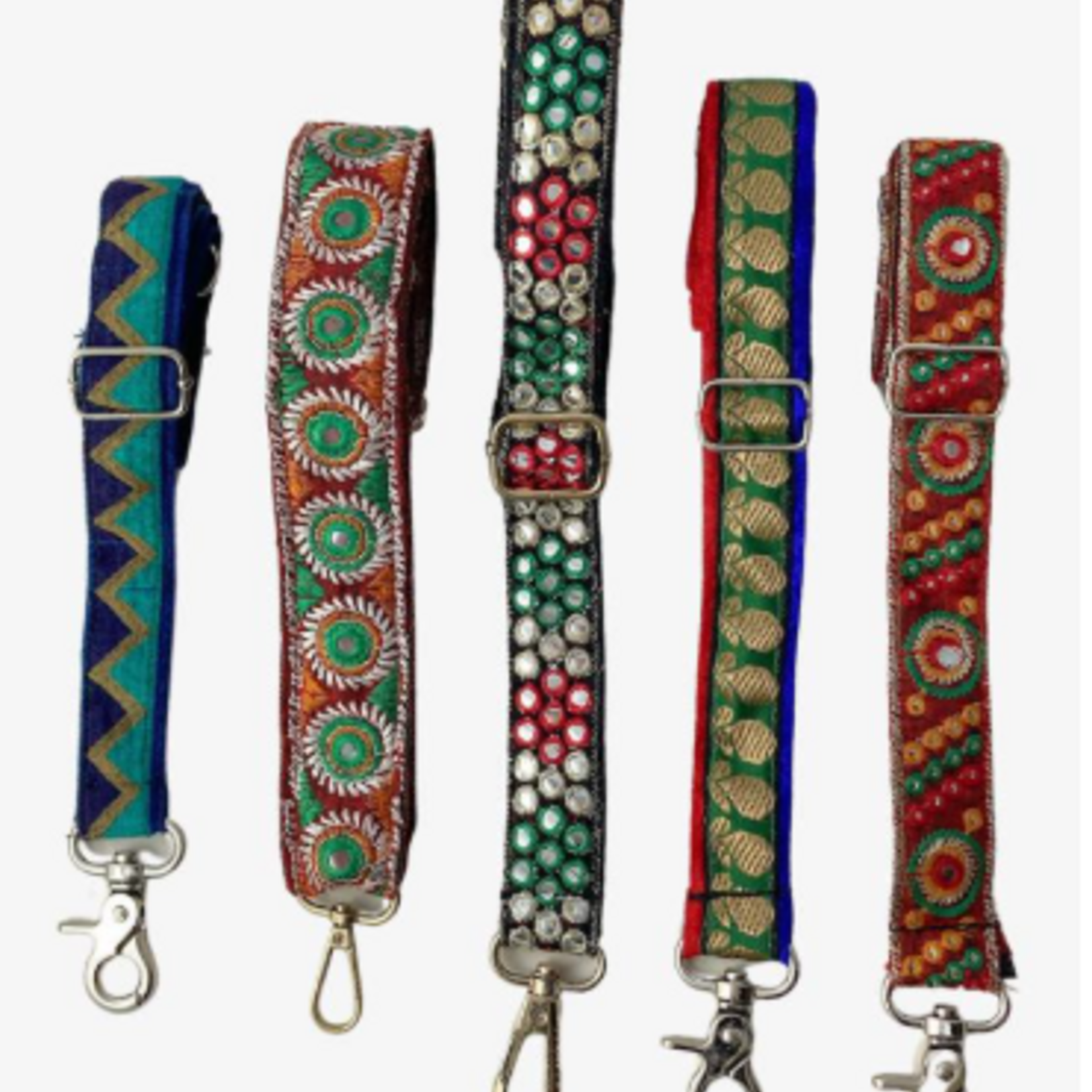 Ganesh Himal Bag Strap, Recycled Sari 2" W x 31-54" L