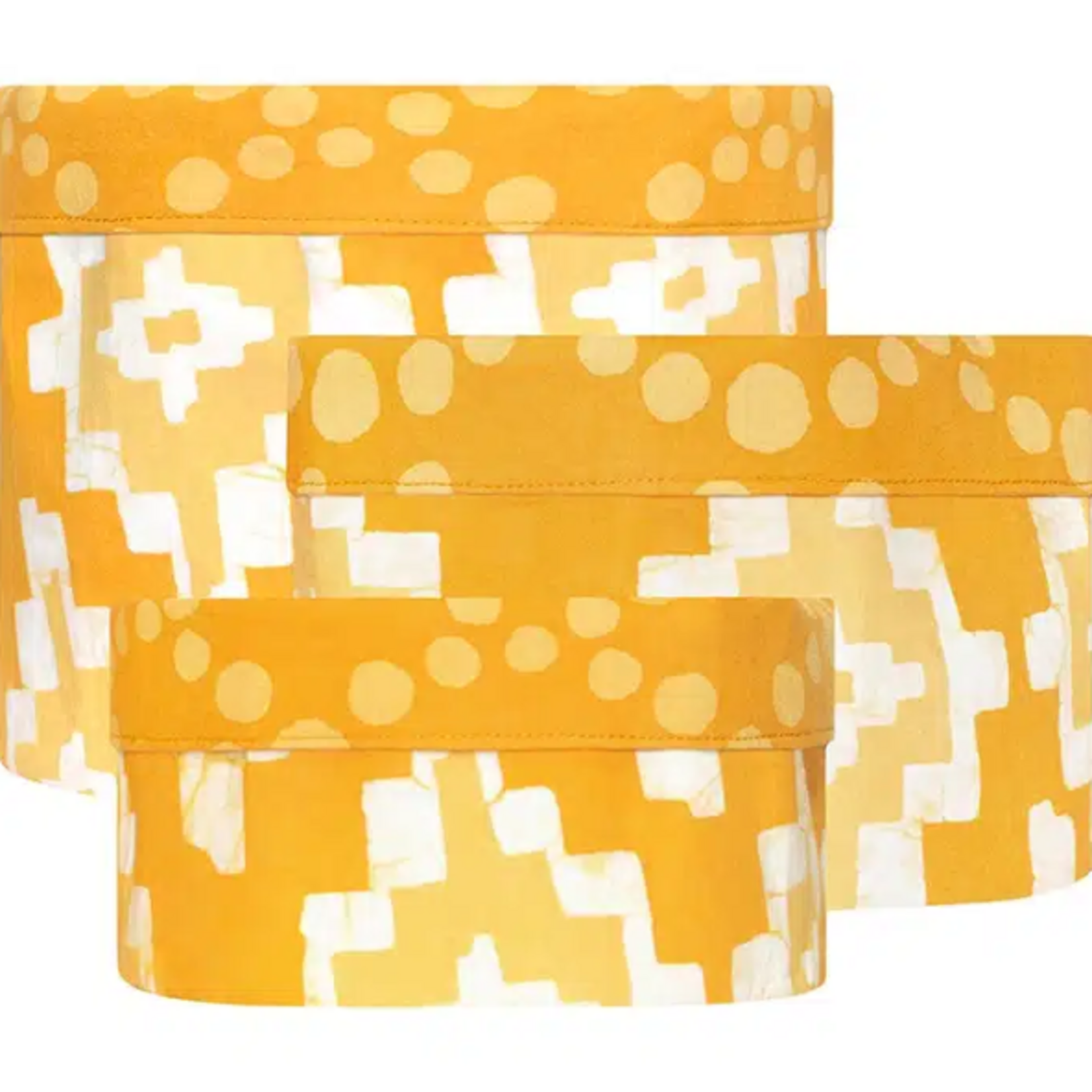 Global Mamas Stackable Bin-Medium-Ikat-Gold-Organic