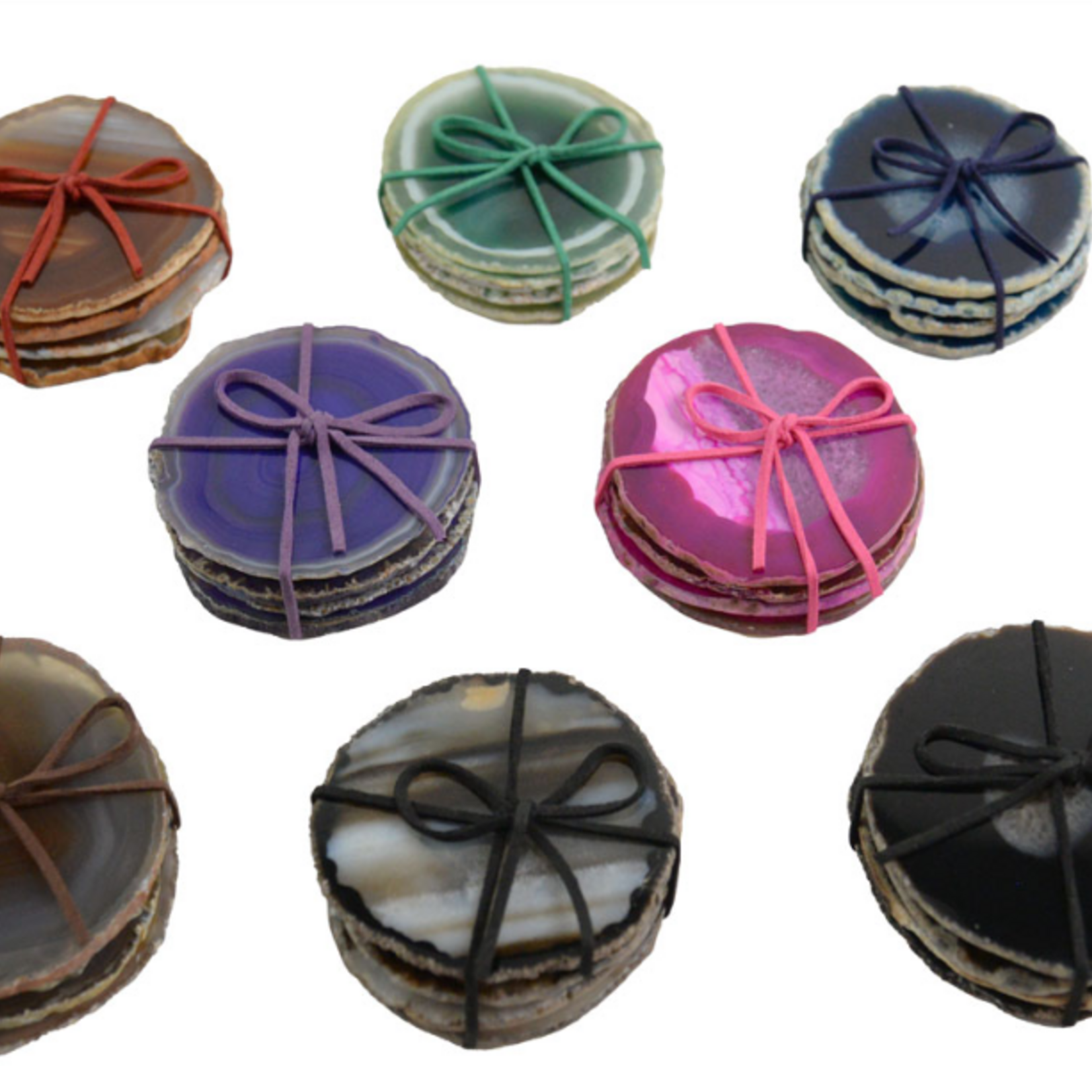 Minga Imports Variedad Agate Coaster Set 4, Assorted Colors