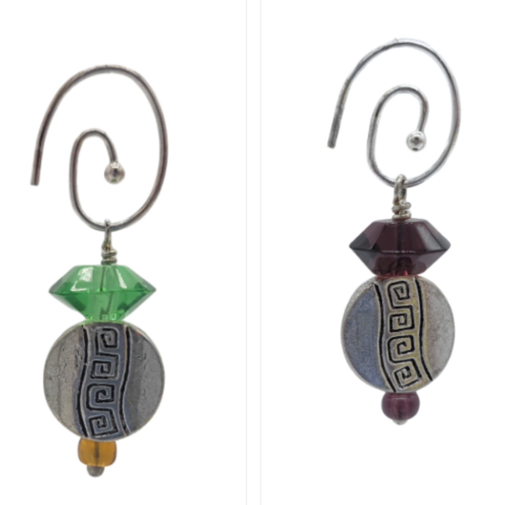 Unique Batik Circle Droplet Charm Earrings