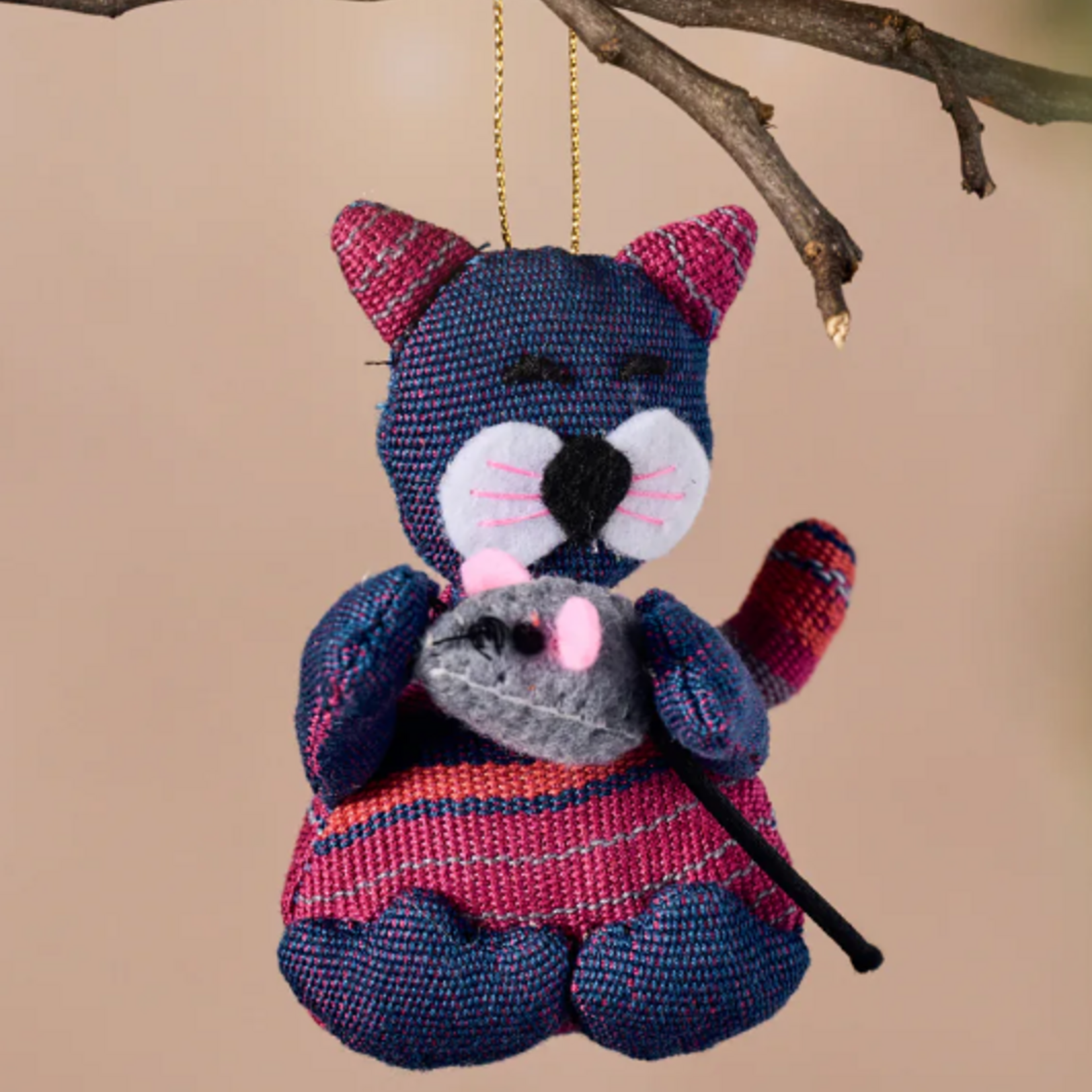 Ten Thousand Villages Amable Cat and Mouse Ornament