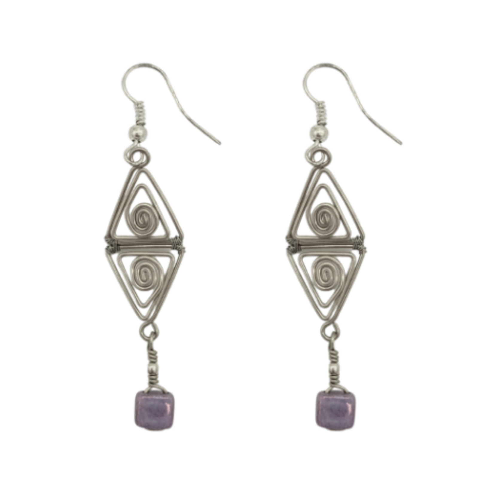 Unique Batik Double Triangle Wire Earrings- Assorted Designs
