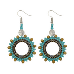 Unique Batik Beaded Crystal Hoop Earrings- Assorted Colors
