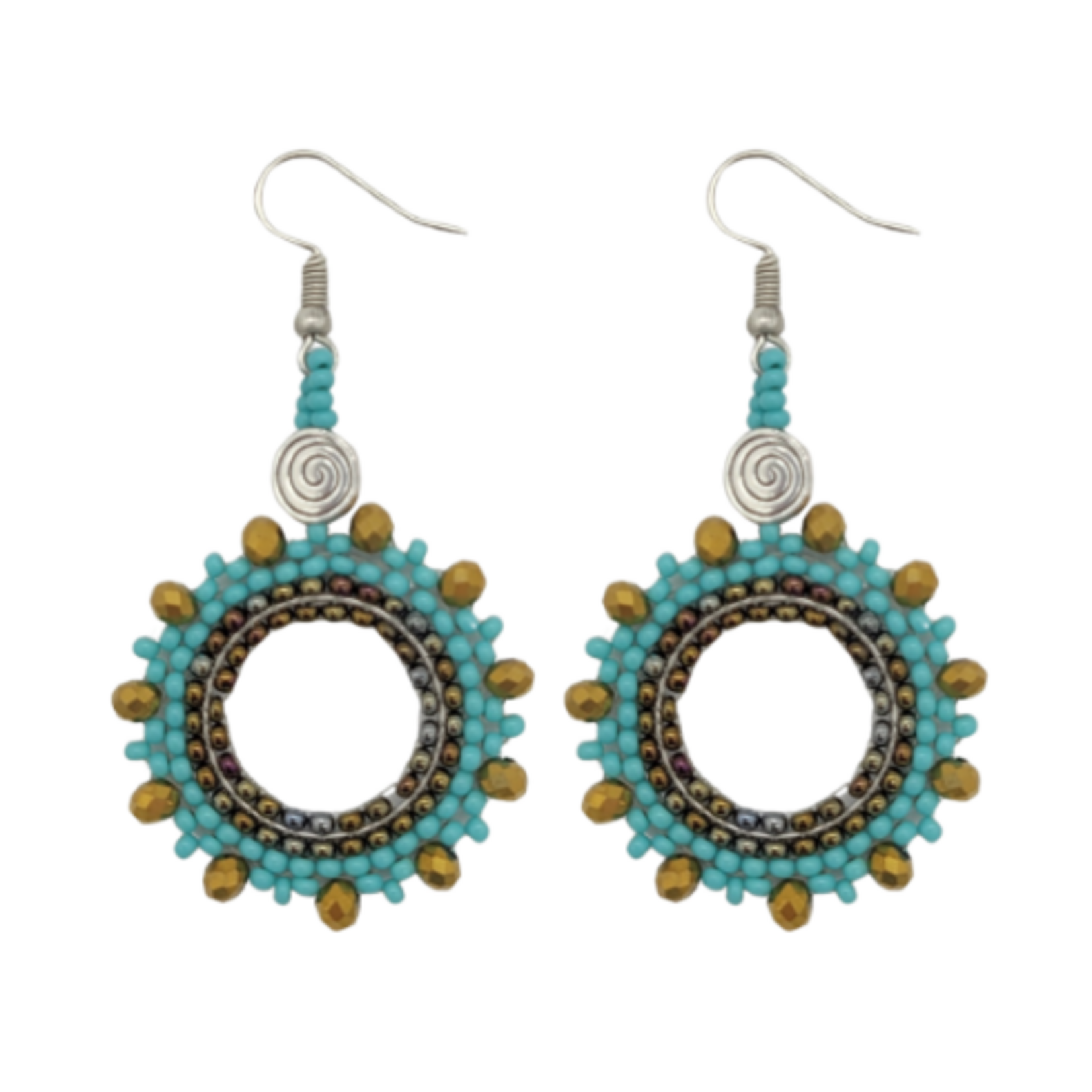 Unique Batik Beaded Crystal Hoop Earrings- Assorted Colors