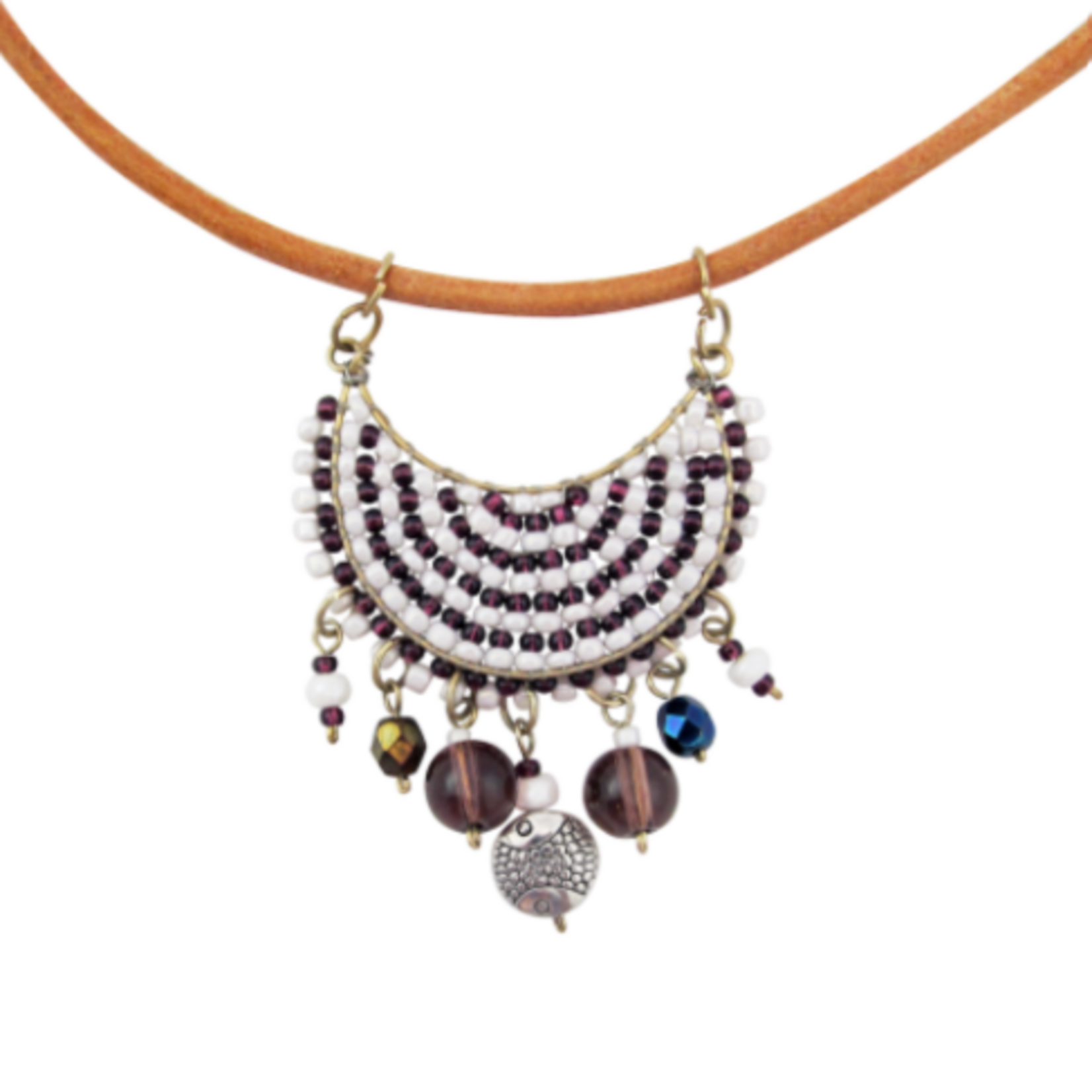Unique Batik Luna Beaded Pendant Necklace