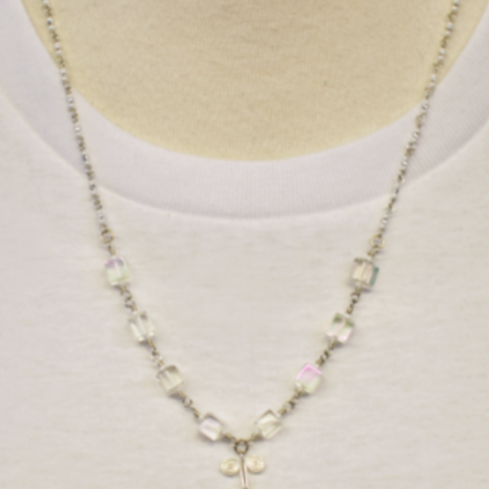 Unique Batik Glass Cube Beaded Necklace
