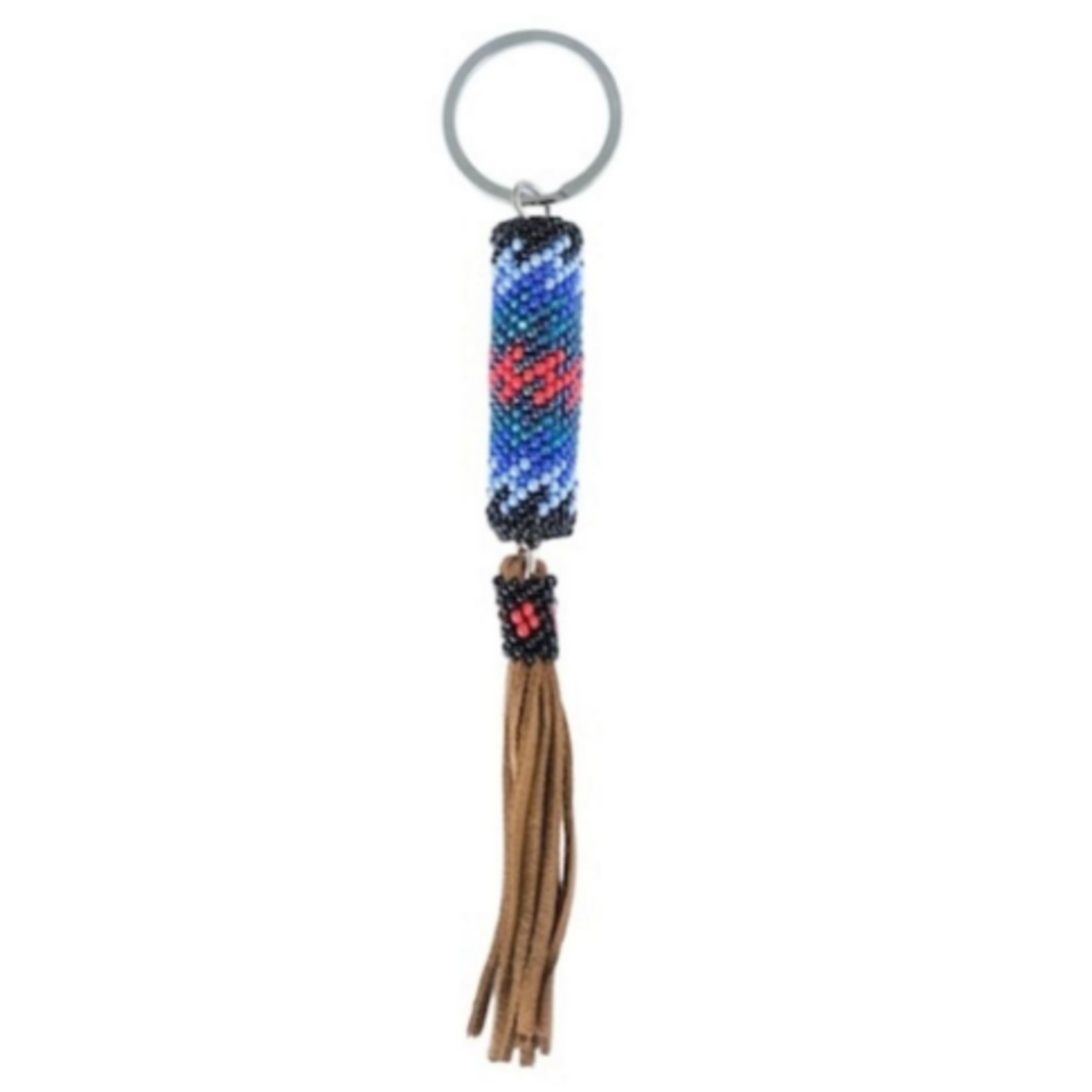 Unique Batik Leather Beaded Tassel Keychain- Assorted
