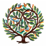 Global Crafts Tree of Life Heart Haitian Metal Drum Wall Art, 24