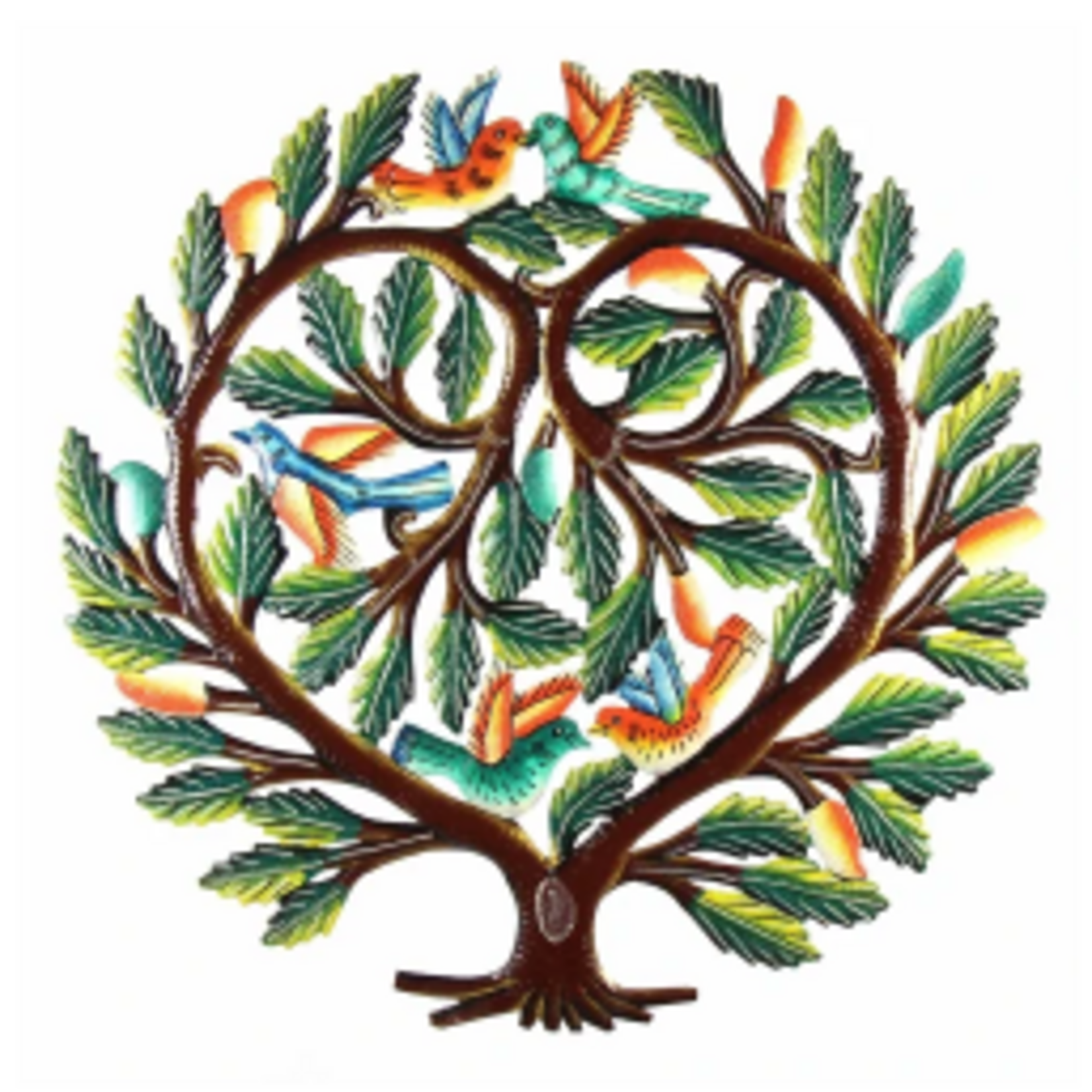 Global Crafts Tree of Life Heart Haitian Metal Drum Wall Art, 24