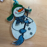 PamPeana Snow Men with Broom White Wooden Ornament