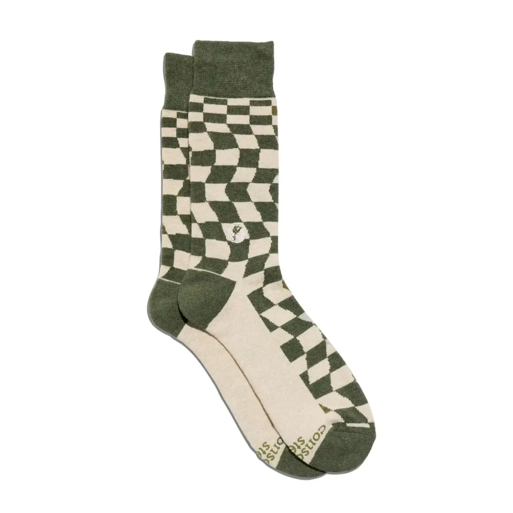 Conscious Step Socks that Support Women's Equality- Green and White-Medium
