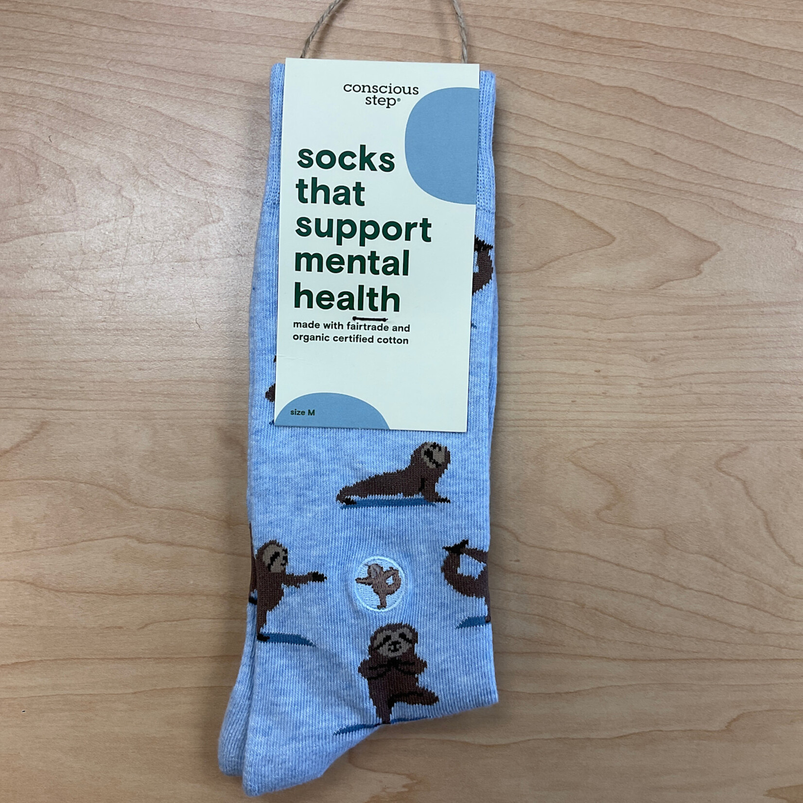 Conscious Step Socks that Supports Mental Health- Yoga Sloths- Medium