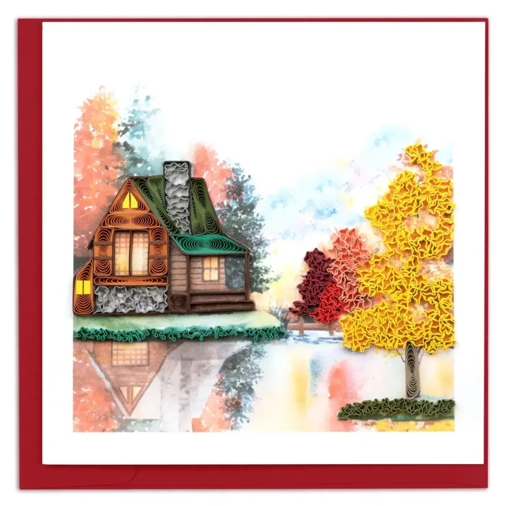 Quilling Card Cozy Autumn Cabin Quilled Card