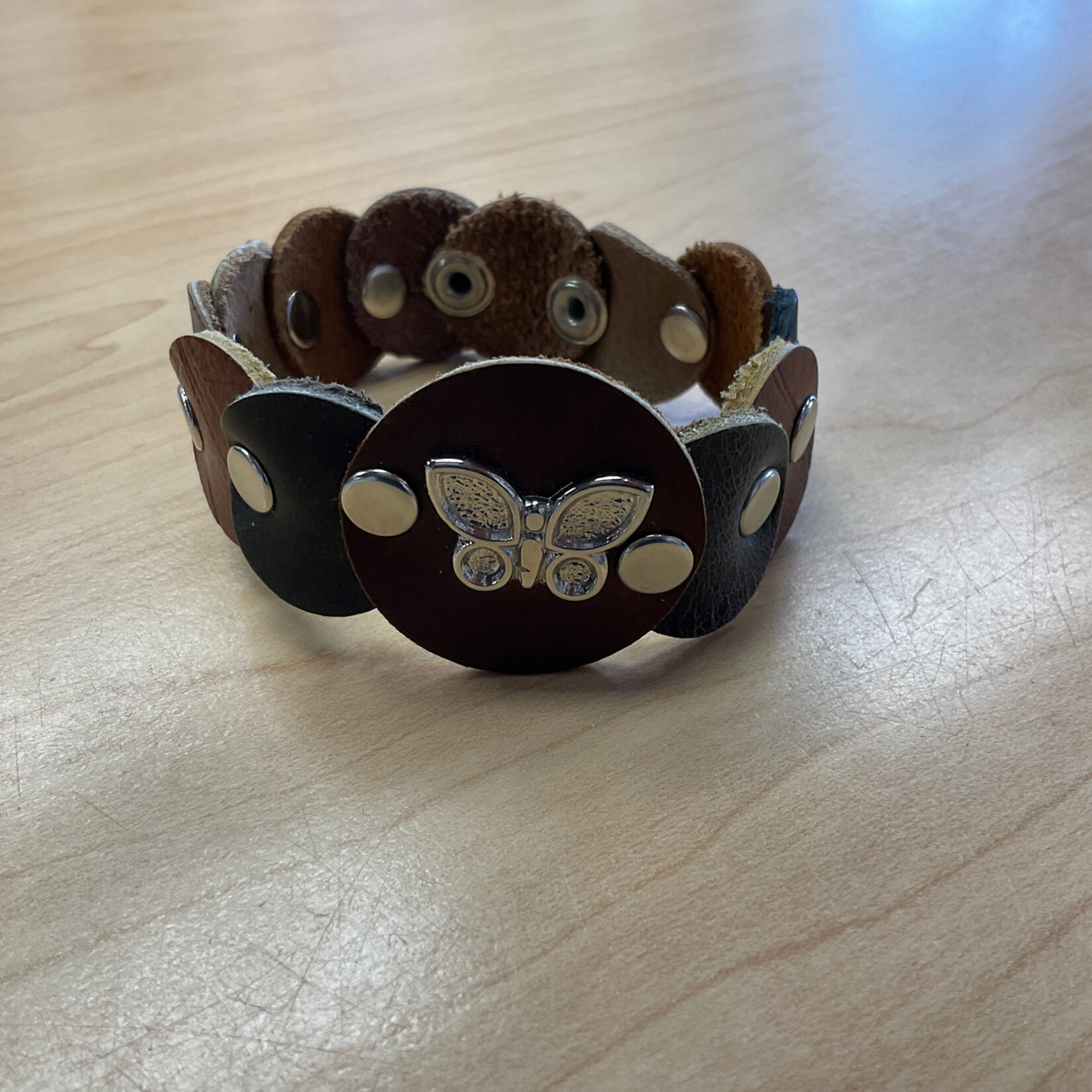 Minga Imports Leather Butterfly Bracelet