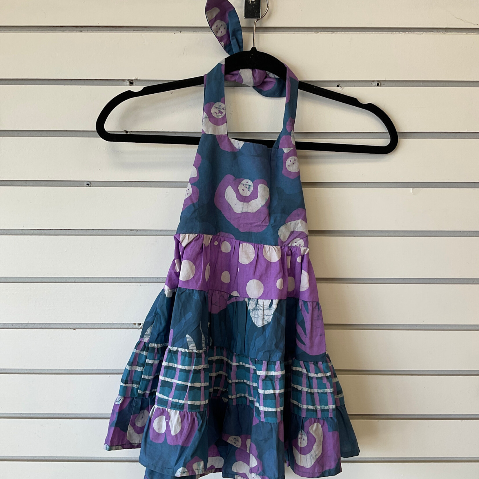 Global Mamas Carousel Dress: Poppies-Teal-Organic-Size 2