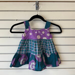 Global Mamas Carousel Dress: Poppies- Teal-Organic-12M