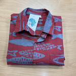 Global Mamas Button Down Shirt: Sardines-Rust-Organic-L