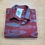 Global Mamas Button Down Shirt: Sardines-Rust-Organic-XL
