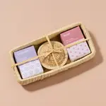 Ten Thousand Villages Taaja Lavender and Rose Soap/Body Scrubber Set