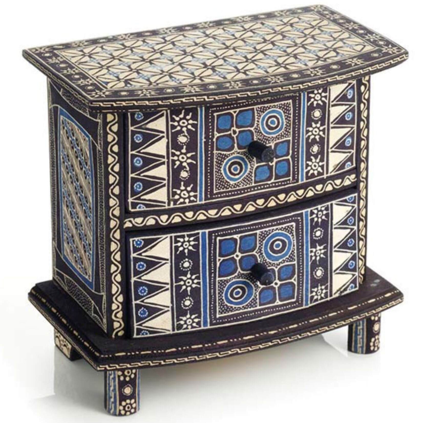Serrv Blue Kawung Mini Chest