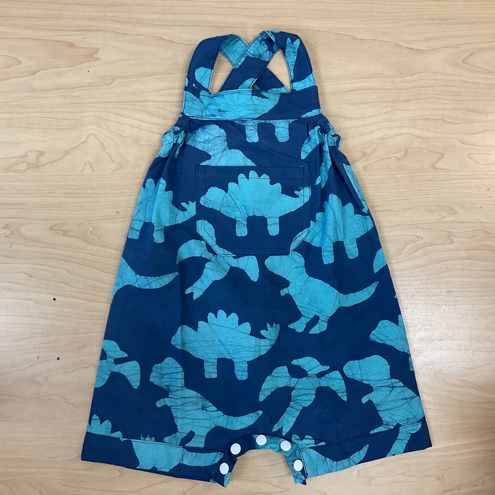 Global Mamas Romper: Dino-Navy-Organic-06M