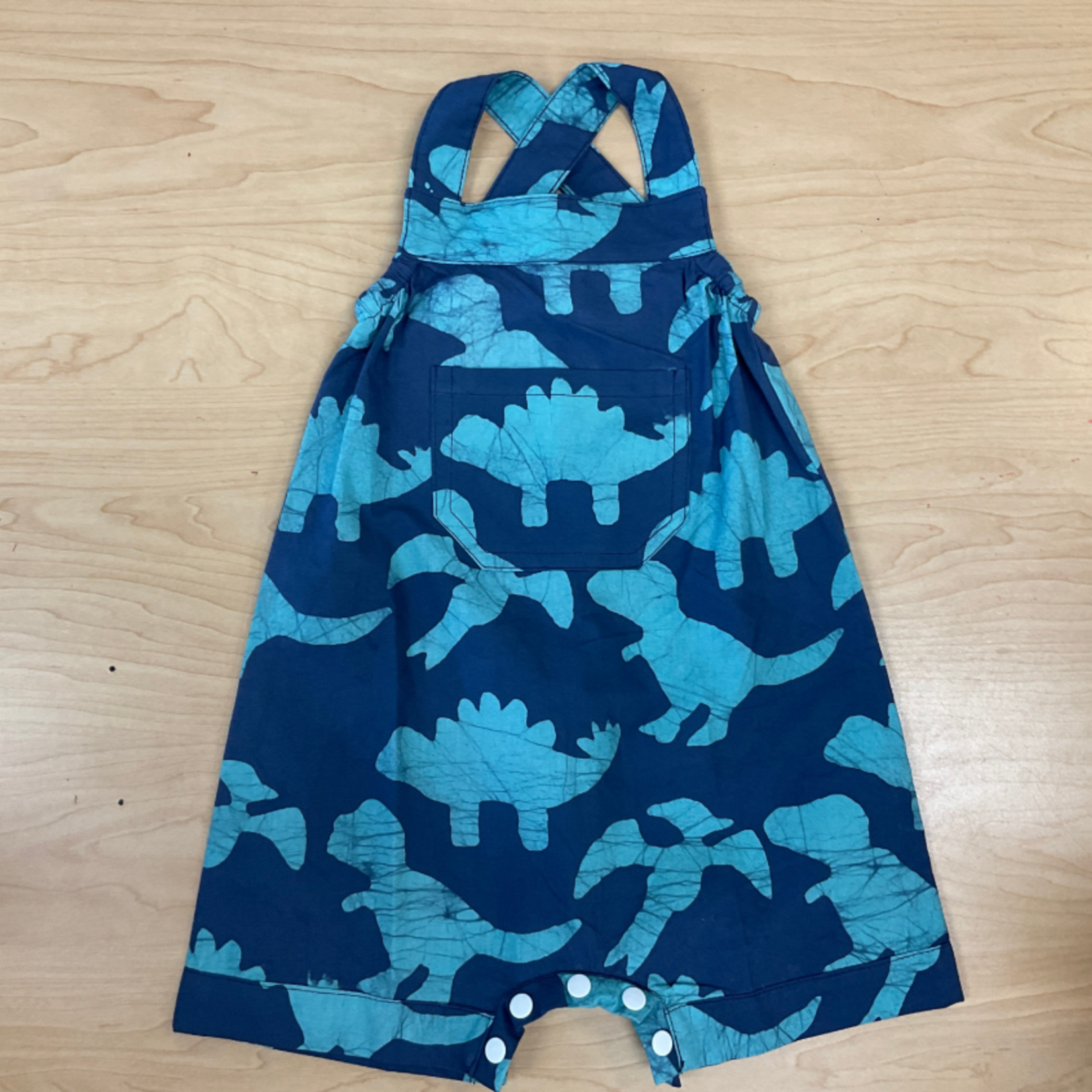 Global Mamas Romper: Dinos-Navy-Organic-12M