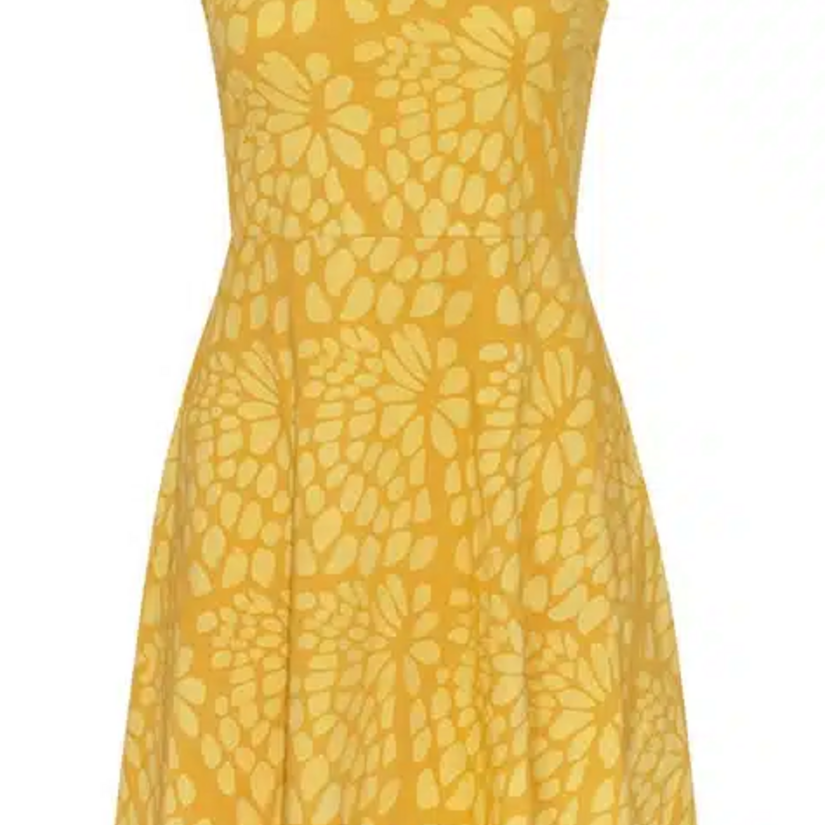Global Mamas Knit Dress-Fit and Flare Adult: Floral Burst-Gold-Organic-L