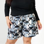 Global Mamas Cabana Shorts: Mod Circles-Black-Organic-L