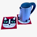 Ganesh Himal Square Cat w Eyelashes Trivet
