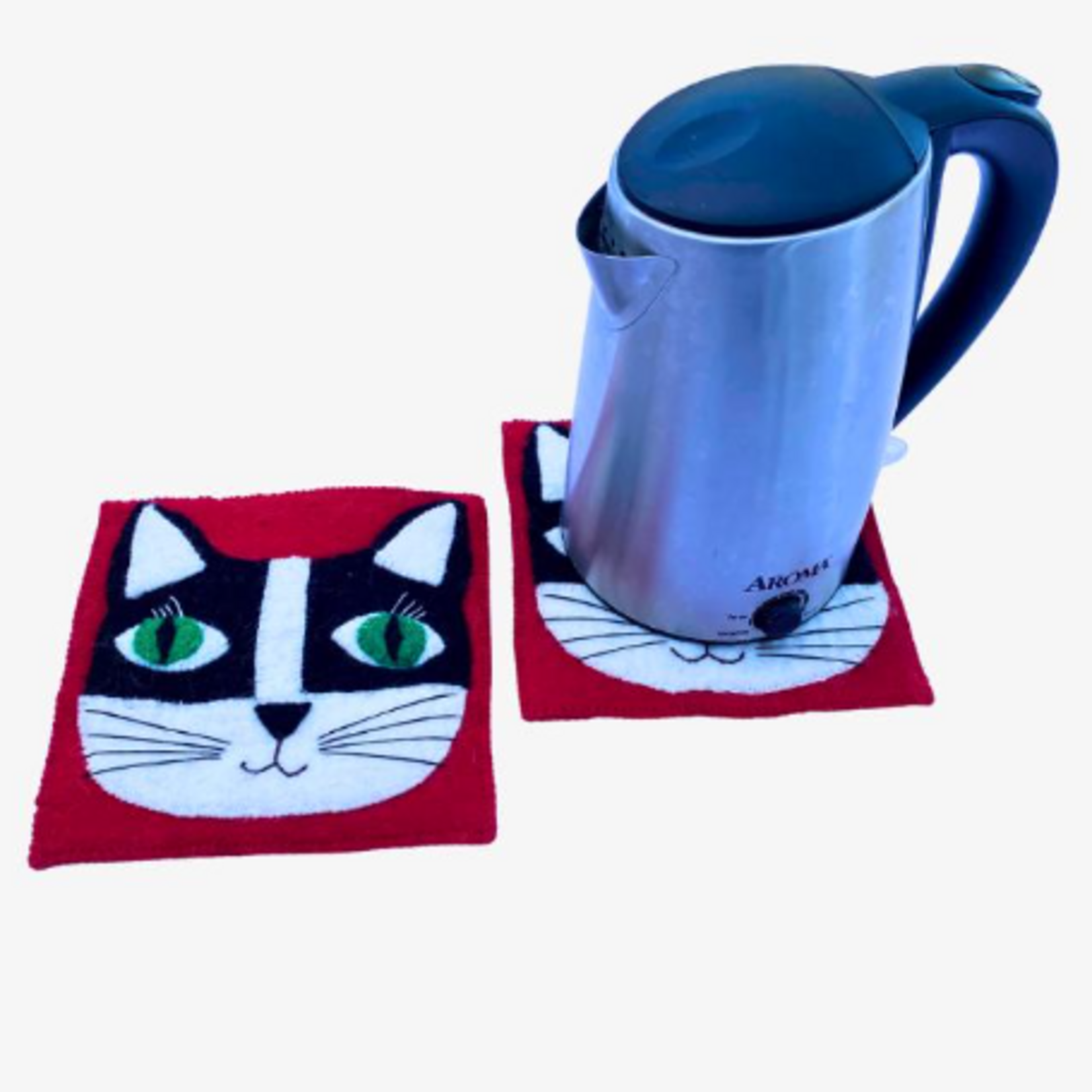 Ganesh Himal Square Cat w Eyelashes Trivet